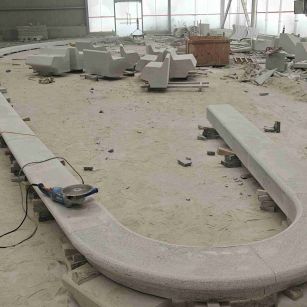 通化 芝麻白花岗岩弧形花坛石，坐凳石