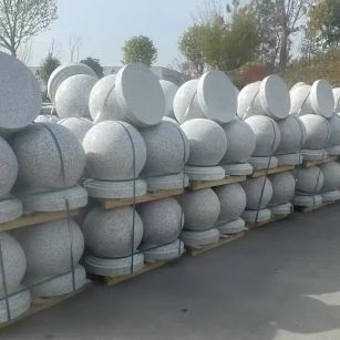 通化 白麻花岗岩石材圆球，石球，挡车球，隔离球，景观石球，风水球等
