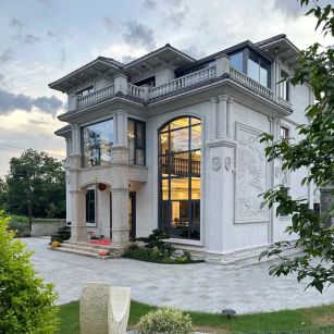 通化 白麻花岗岩私人别墅干挂石材豪华定制