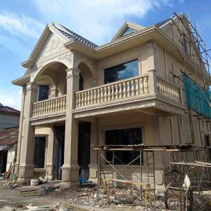 通化 黄金麻花岗岩石材私人别墅雕花门楼柱阳台栏杆