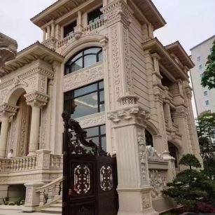 通化 黄金麻花岗岩别墅外墙干挂效果展示