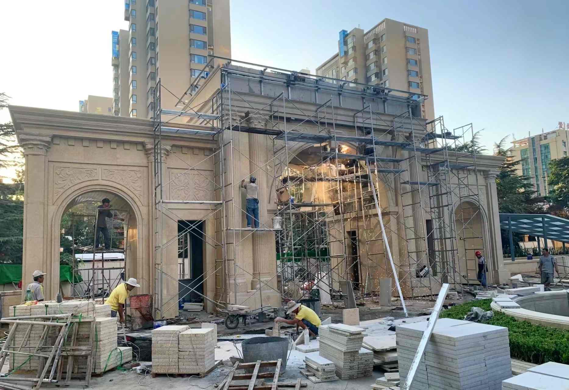 通化 黄金麻荔枝面花岗岩小区门楼外墙干挂